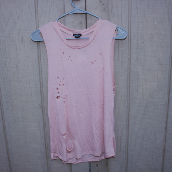 Rue21 Tops - Pink Destroyed Muscle Tank Top